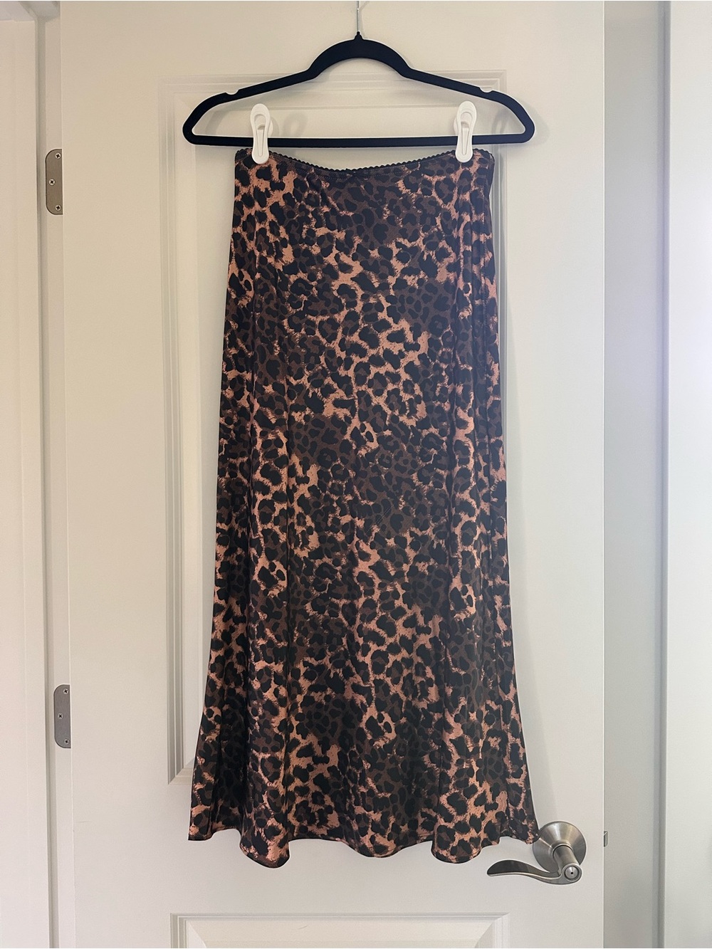 Lioness Leopard-Print A-Line Slip Skirt — Brown & Black